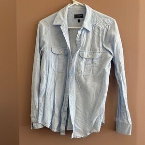 Express Light Blue Casual Button-Down Shirt